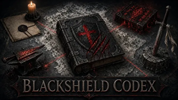 Cover art for Blackshield Codex, a Skyrim mod: an integration plugin linking the Blackshield mods