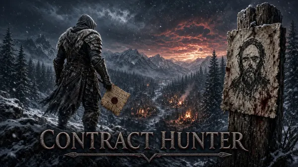 Cover art for Contract Hunter, a Skyrim mod: solo bounty hunting, named outlaws